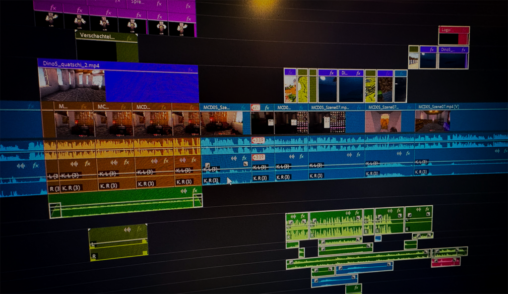 Videoschnitt in Adobe Premiere Pro – Timeline eines YouTube-Projekts von YA-media aus München